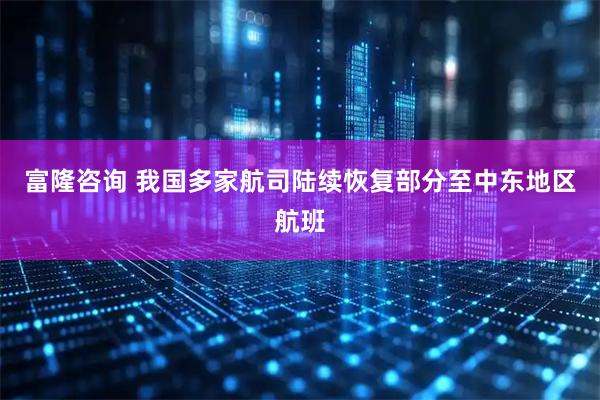 富隆咨询 我国多家航司陆续恢复部分至中东地区航班