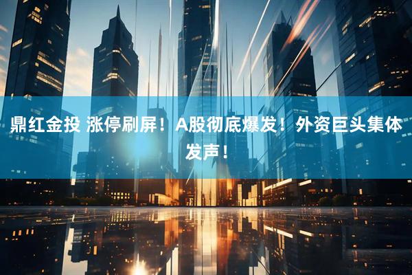 鼎红金投 涨停刷屏！A股彻底爆发！外资巨头集体发声！