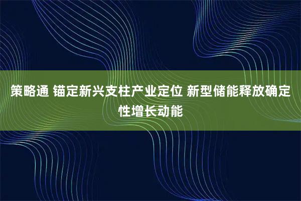 策略通 锚定新兴支柱产业定位 新型储能释放确定性增长动能